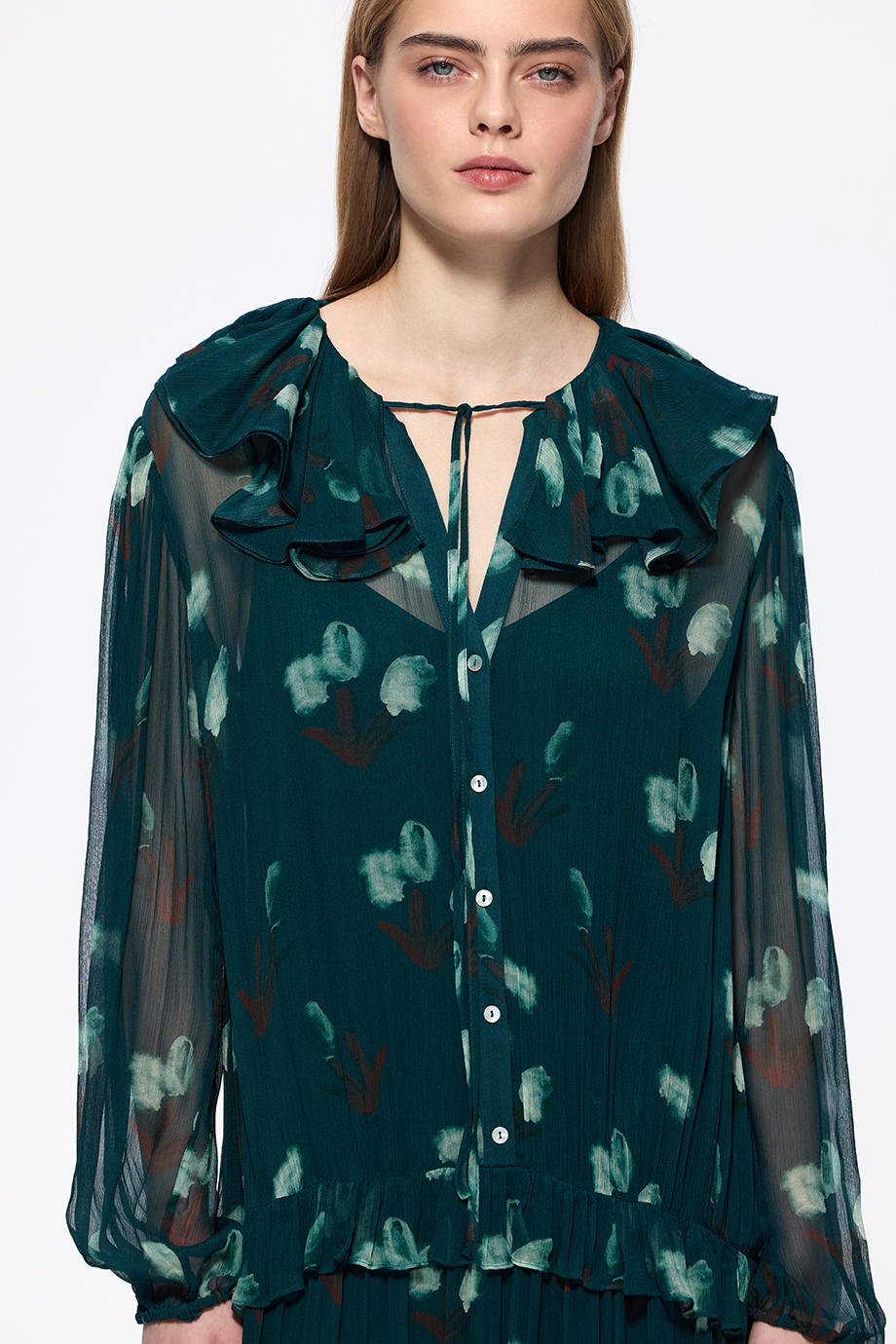 Платье из шифона с принтом