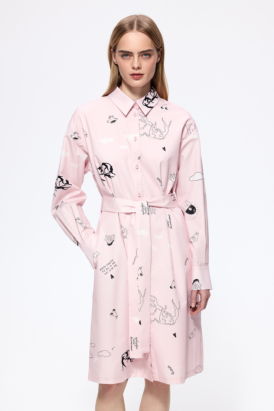 Платье-рубашка с принтом