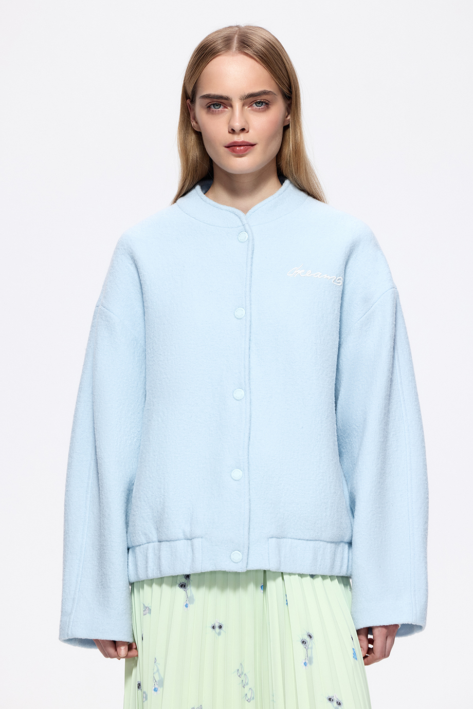 Бомбер из шерстяного букле