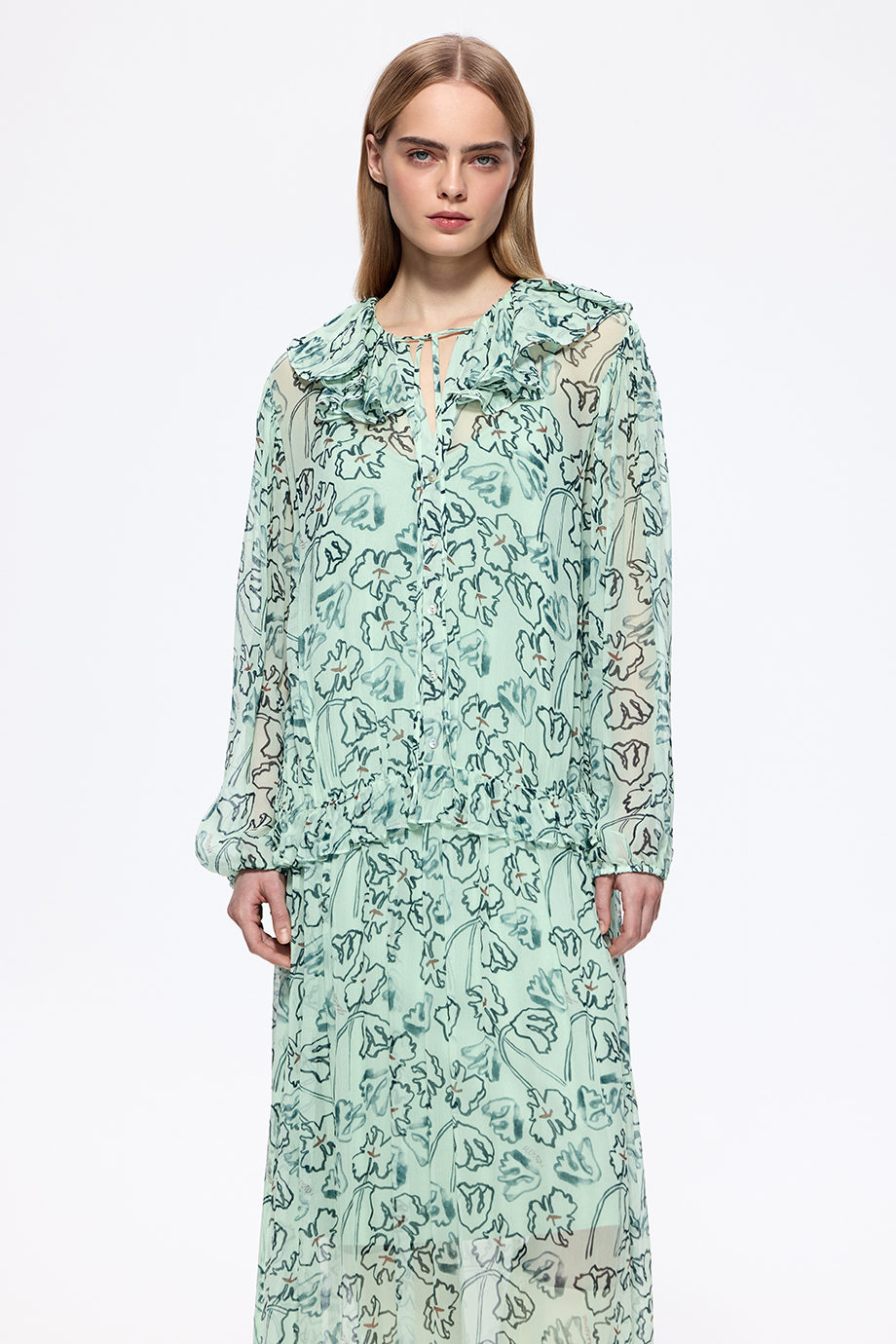 Платье из шифона с принтом