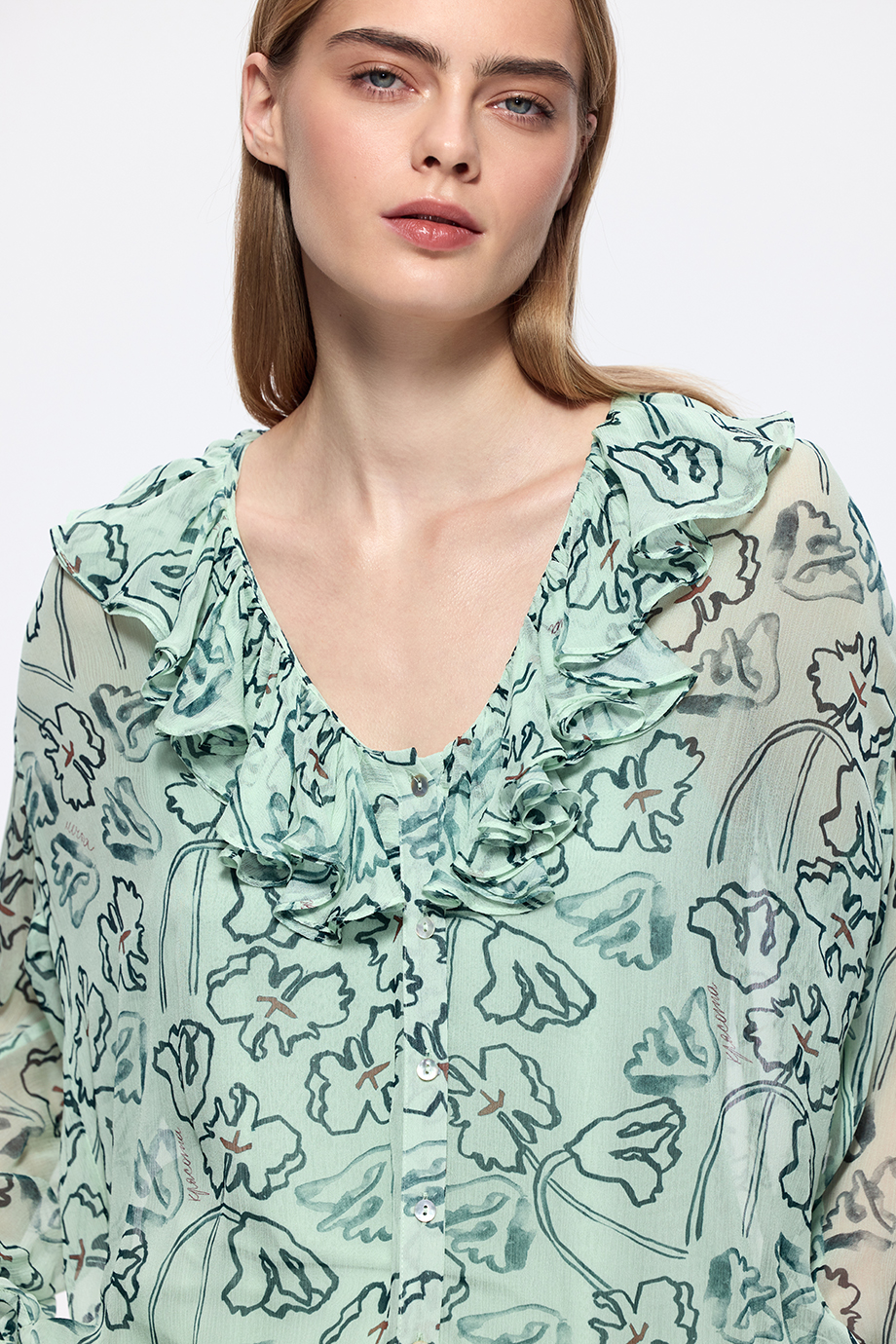 Блузка из шифона с принтом