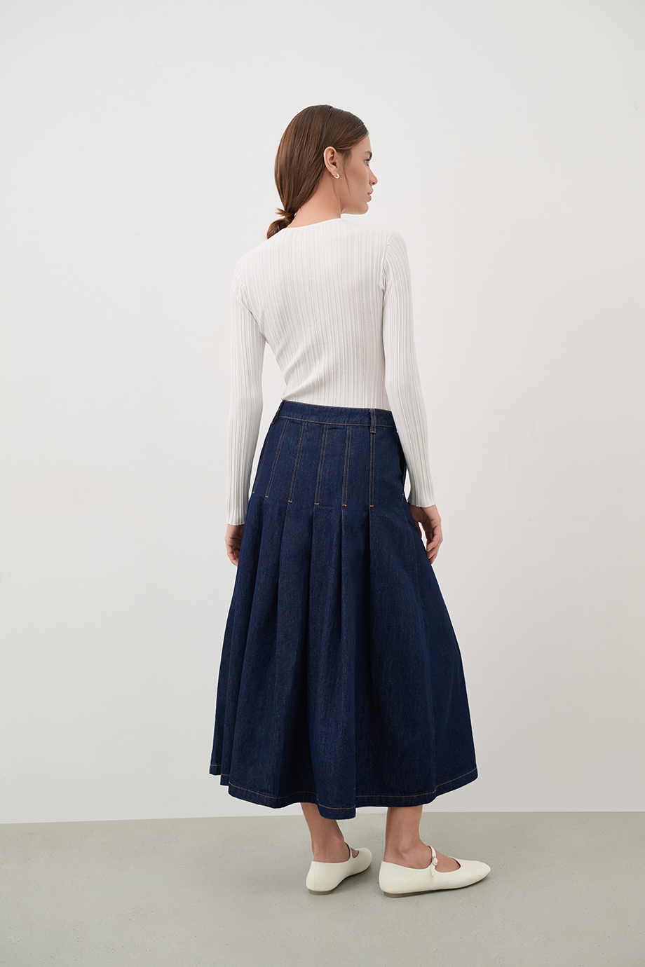 Юбка джинсовая со складками