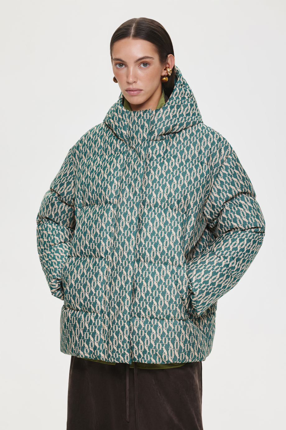 Пуховик жаккардовый