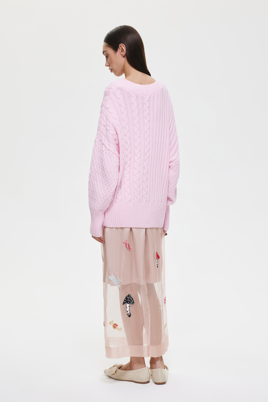 Юбка из шелковой органзы с вышивкой