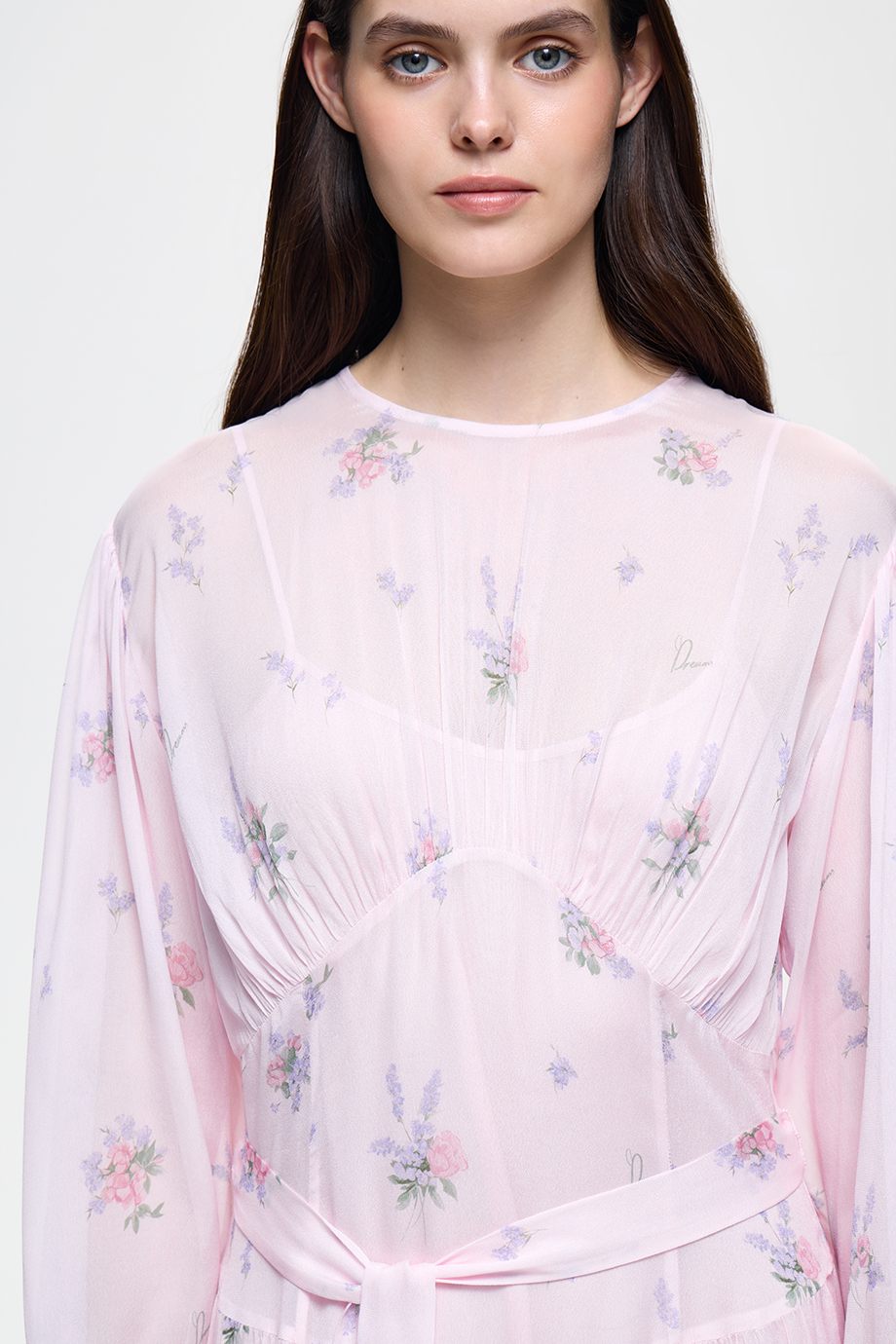 Платье из шифона с принтом