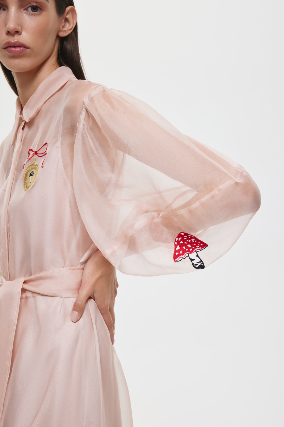 Платье из шелковой органзы с вышивкой