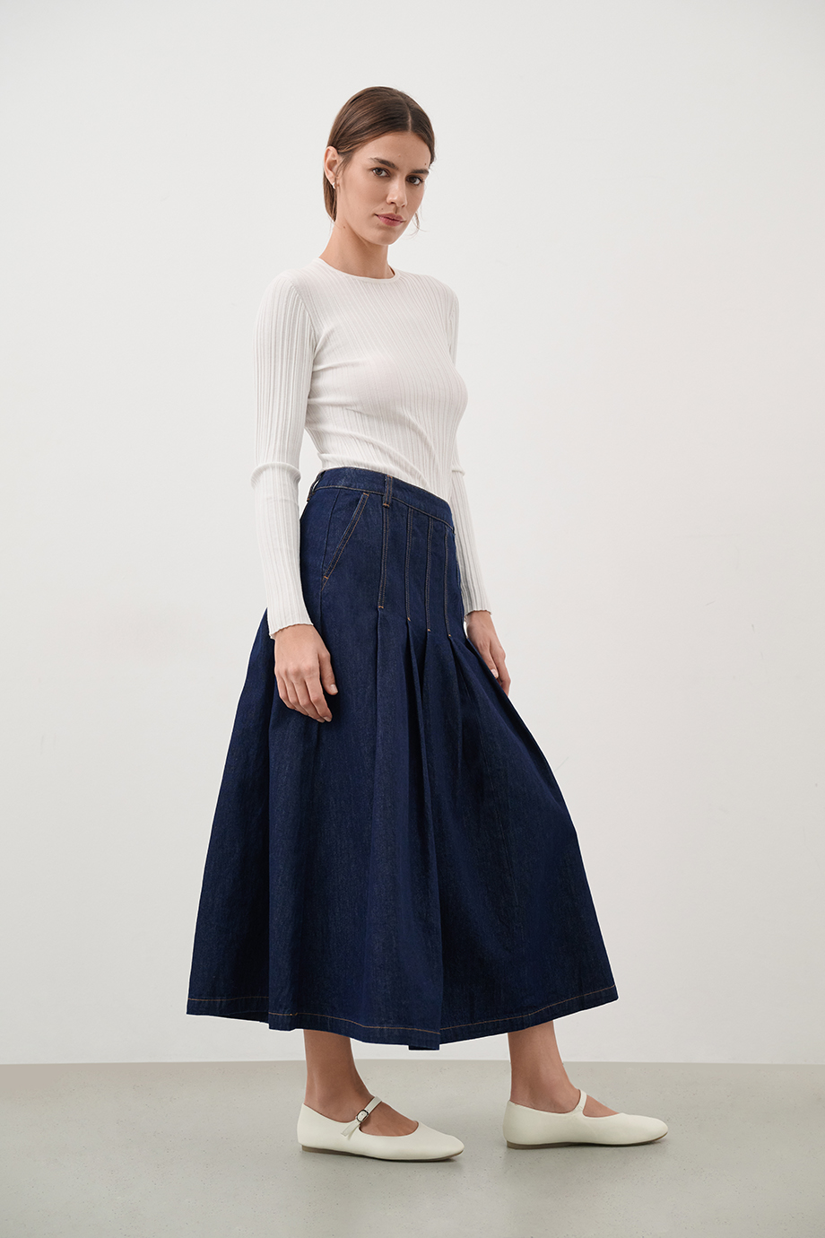 Юбка джинсовая со складками