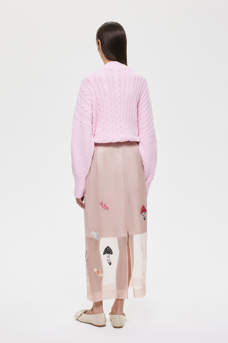 Юбка из шелковой органзы с вышивкой