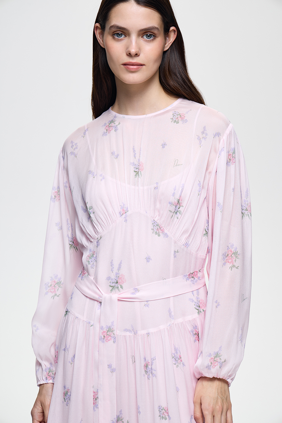 Платье из шифона с принтом