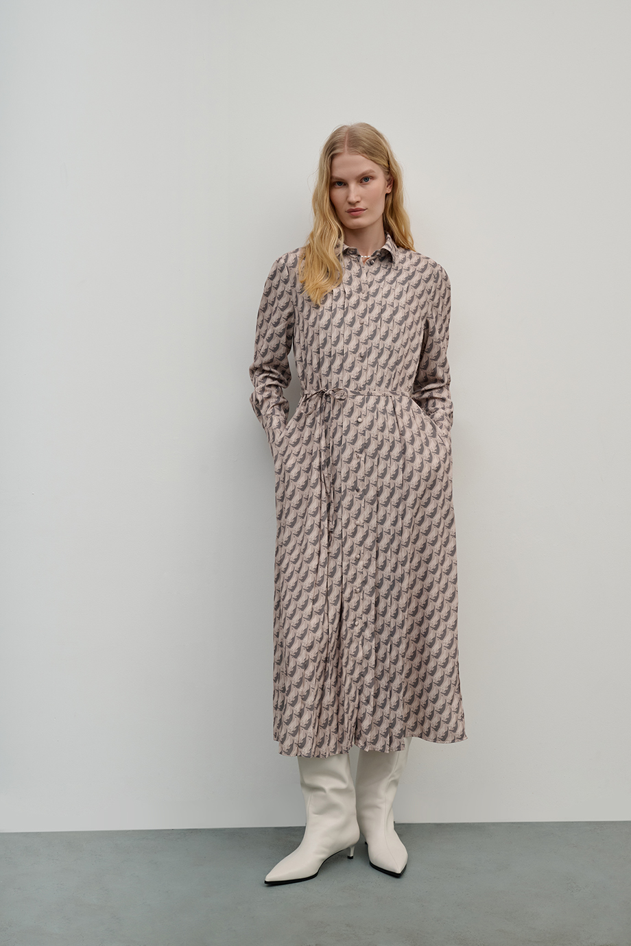 Платье-плиссе с принтом