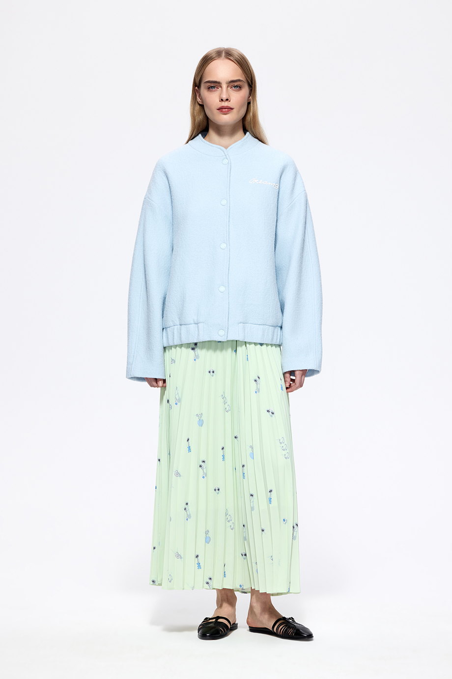 Бомбер из шерстяного букле