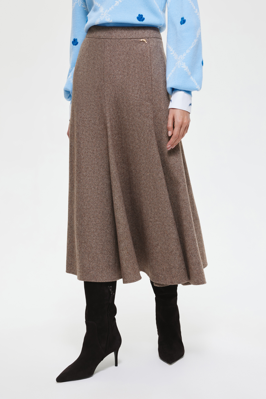 Юбка годе из шерстяного твида