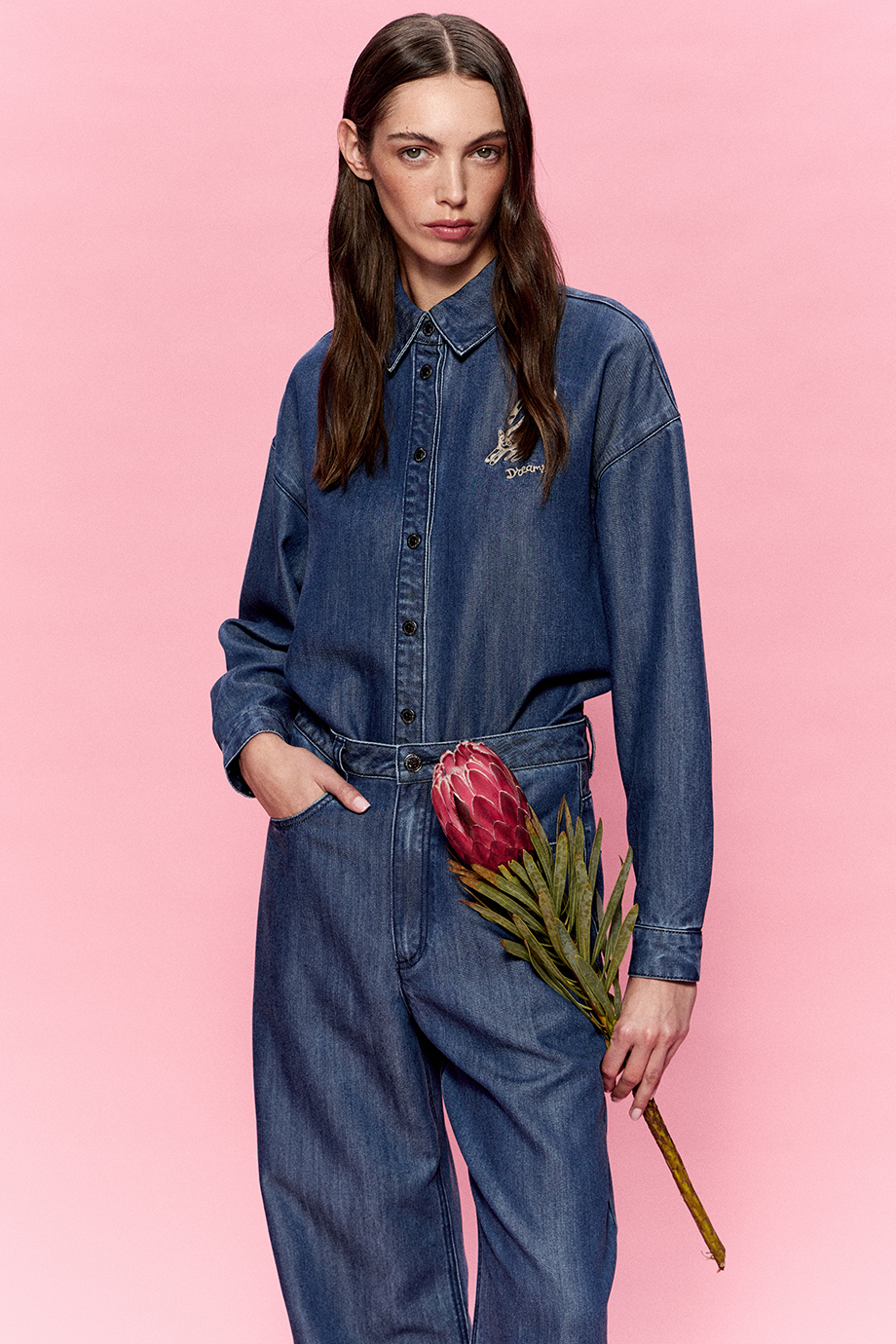 Рубашка джинсовая из тенселя