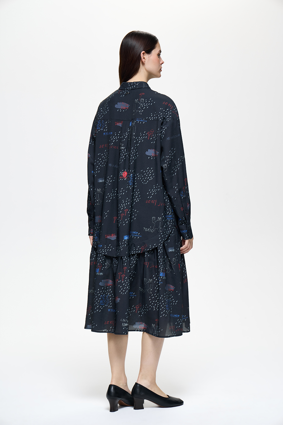 Платье-рубашка с принтом
