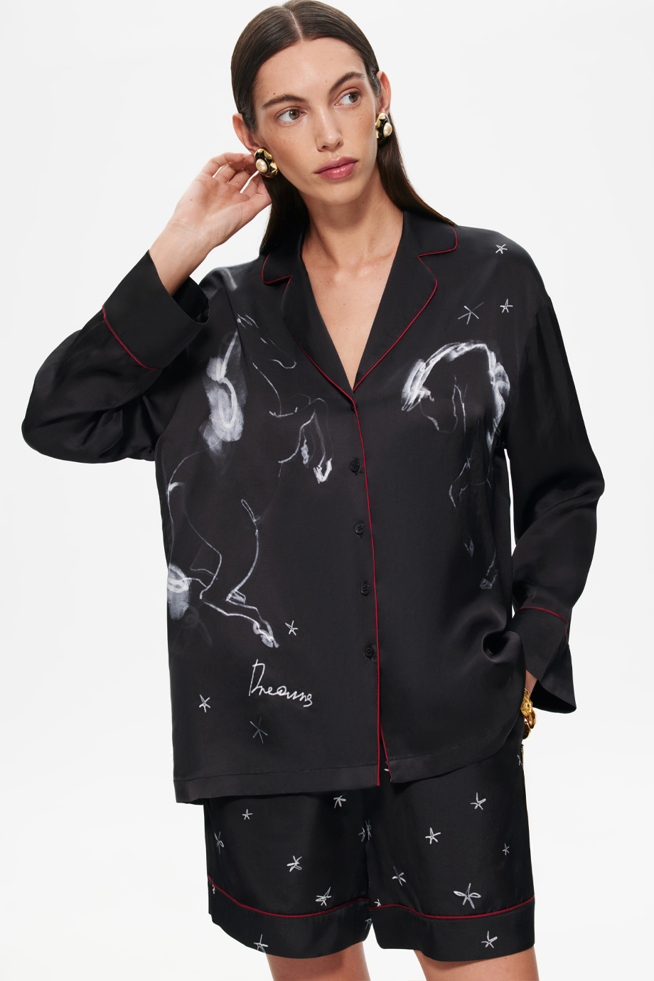 Блузка пижамная с принтом
