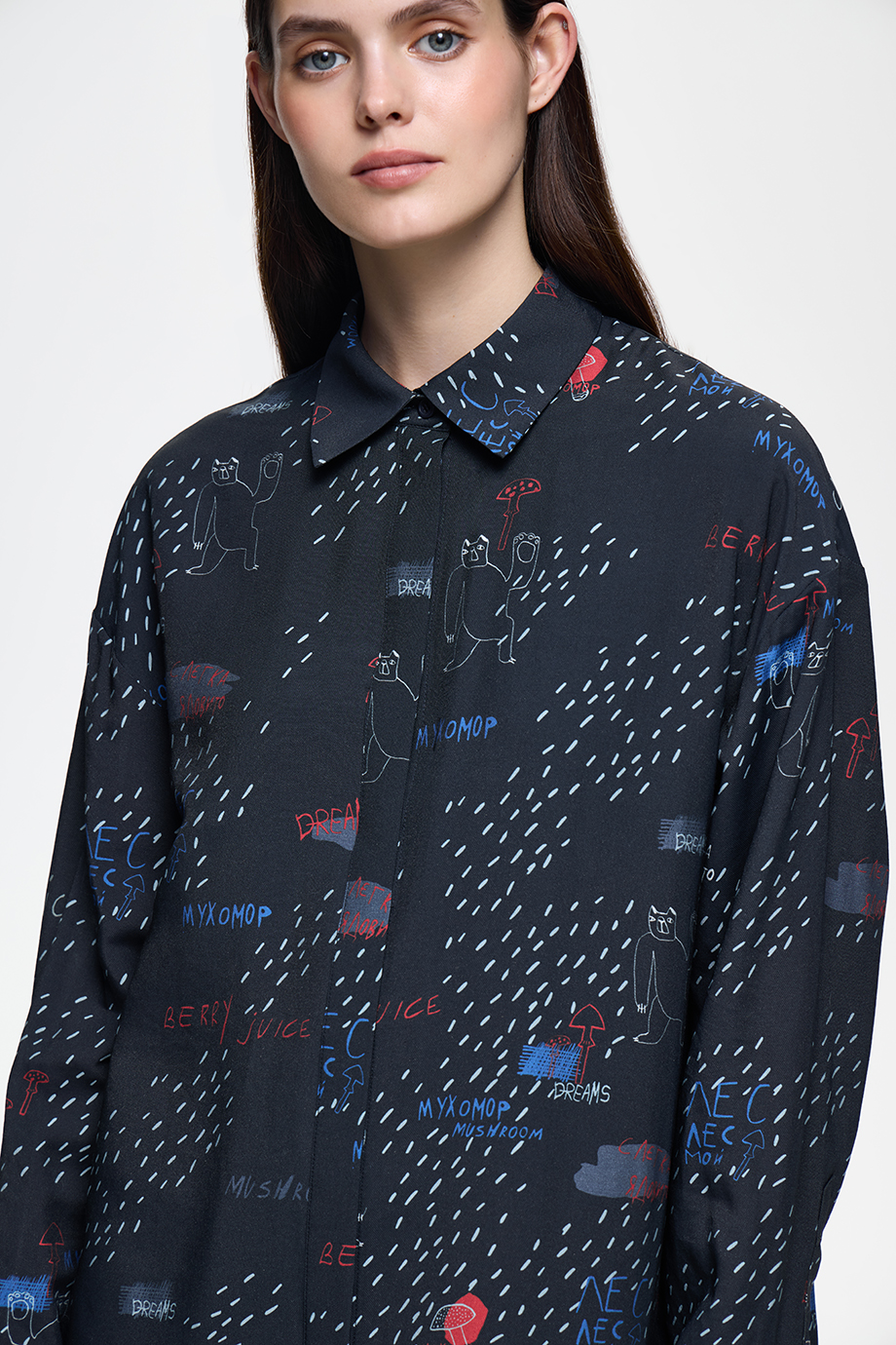 Платье-рубашка с принтом