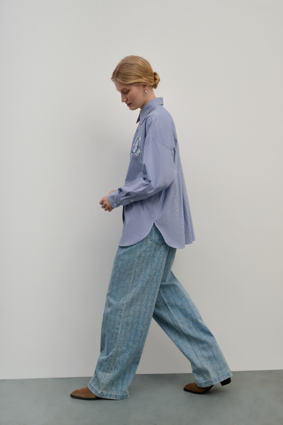 Рубашка свободная с вышивкой