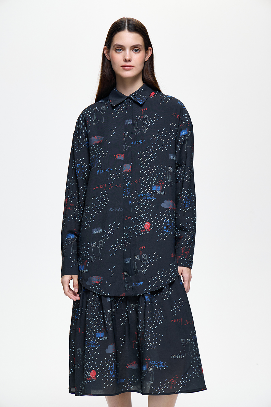 Платье-рубашка с принтом