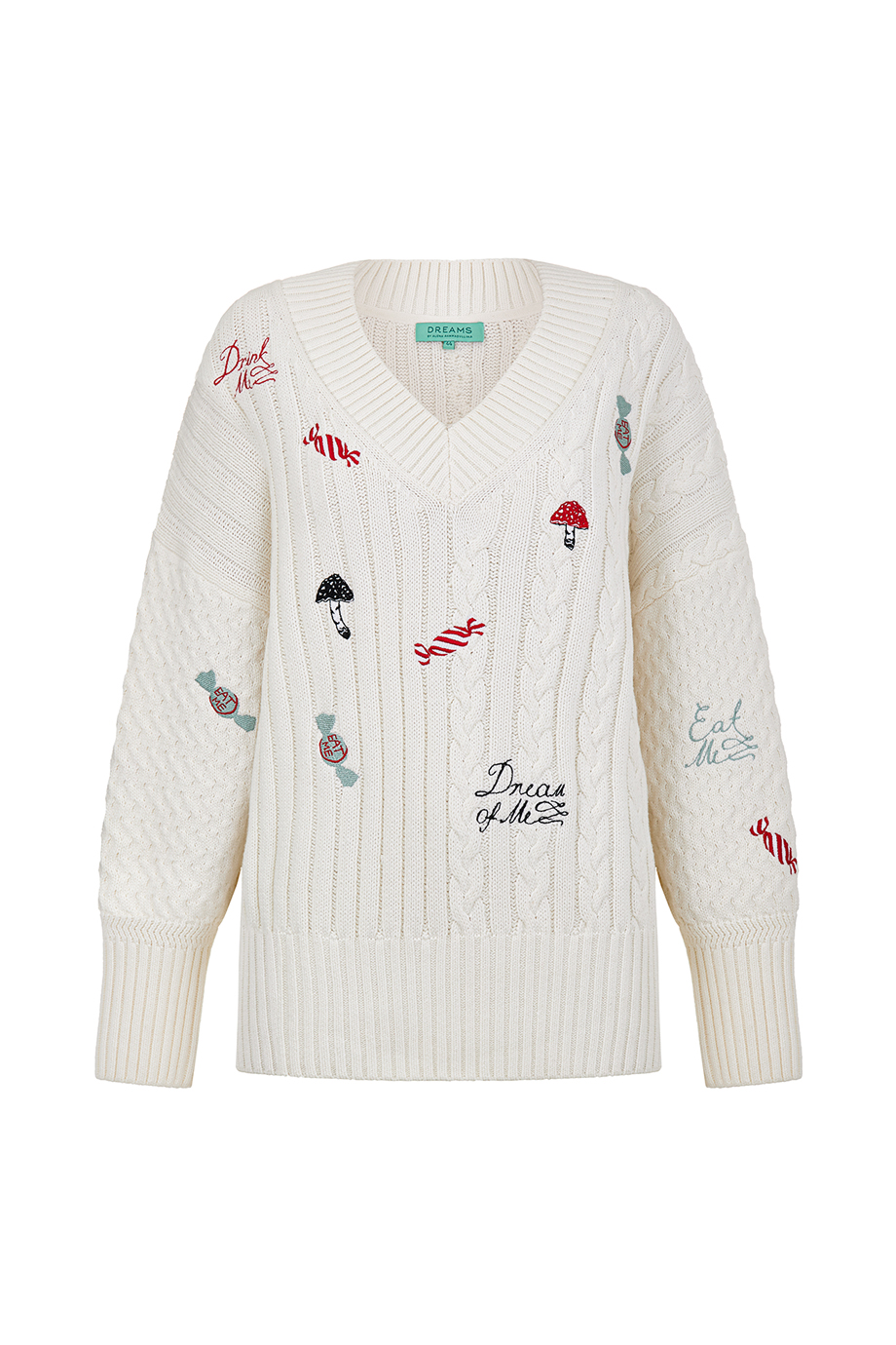 Джемпер с косами и вышивками