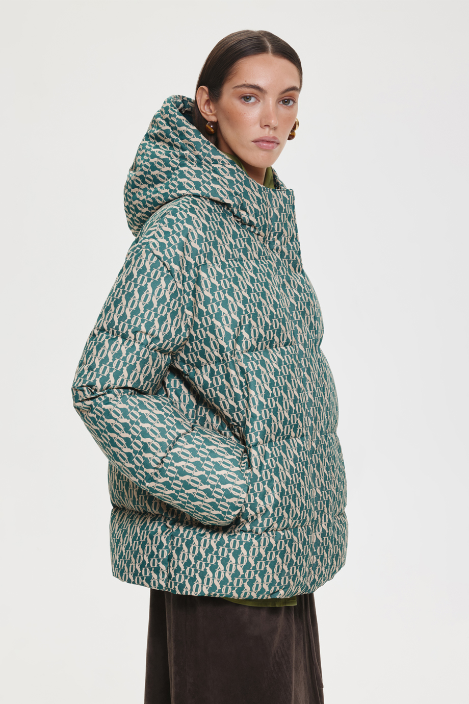 Пуховик жаккардовый