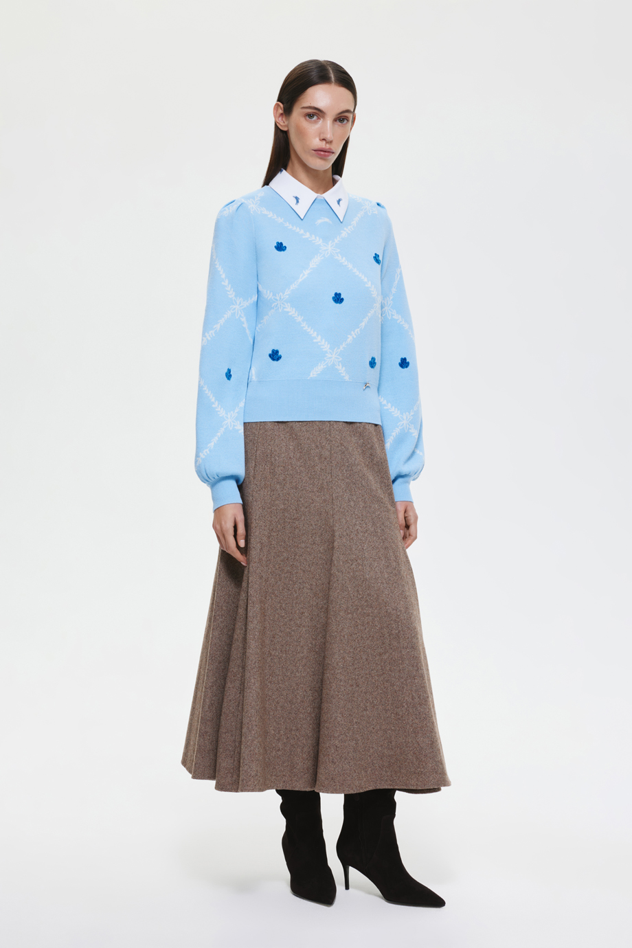 Юбка годе из шерстяного твида