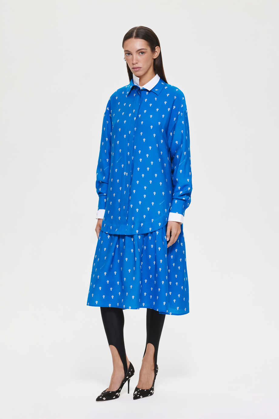 Платье-рубашка с принтом
