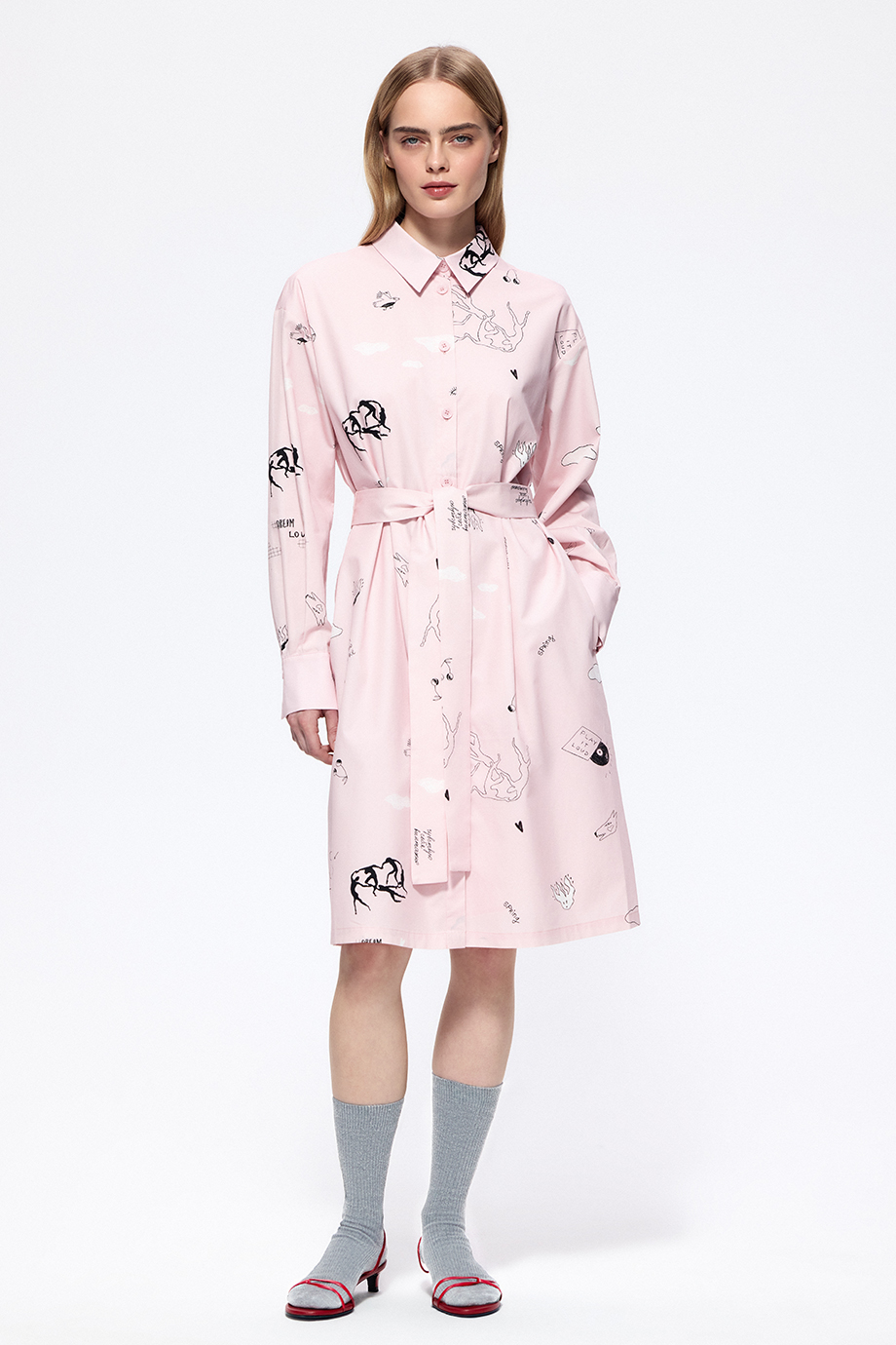 Платье-рубашка с принтом