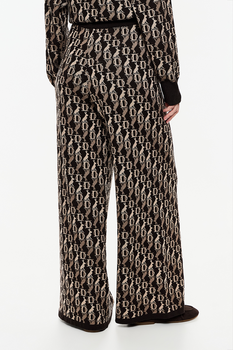 Брюки вязаные с лого-паттерном