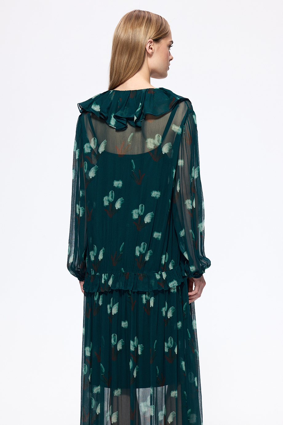 Платье из шифона с принтом