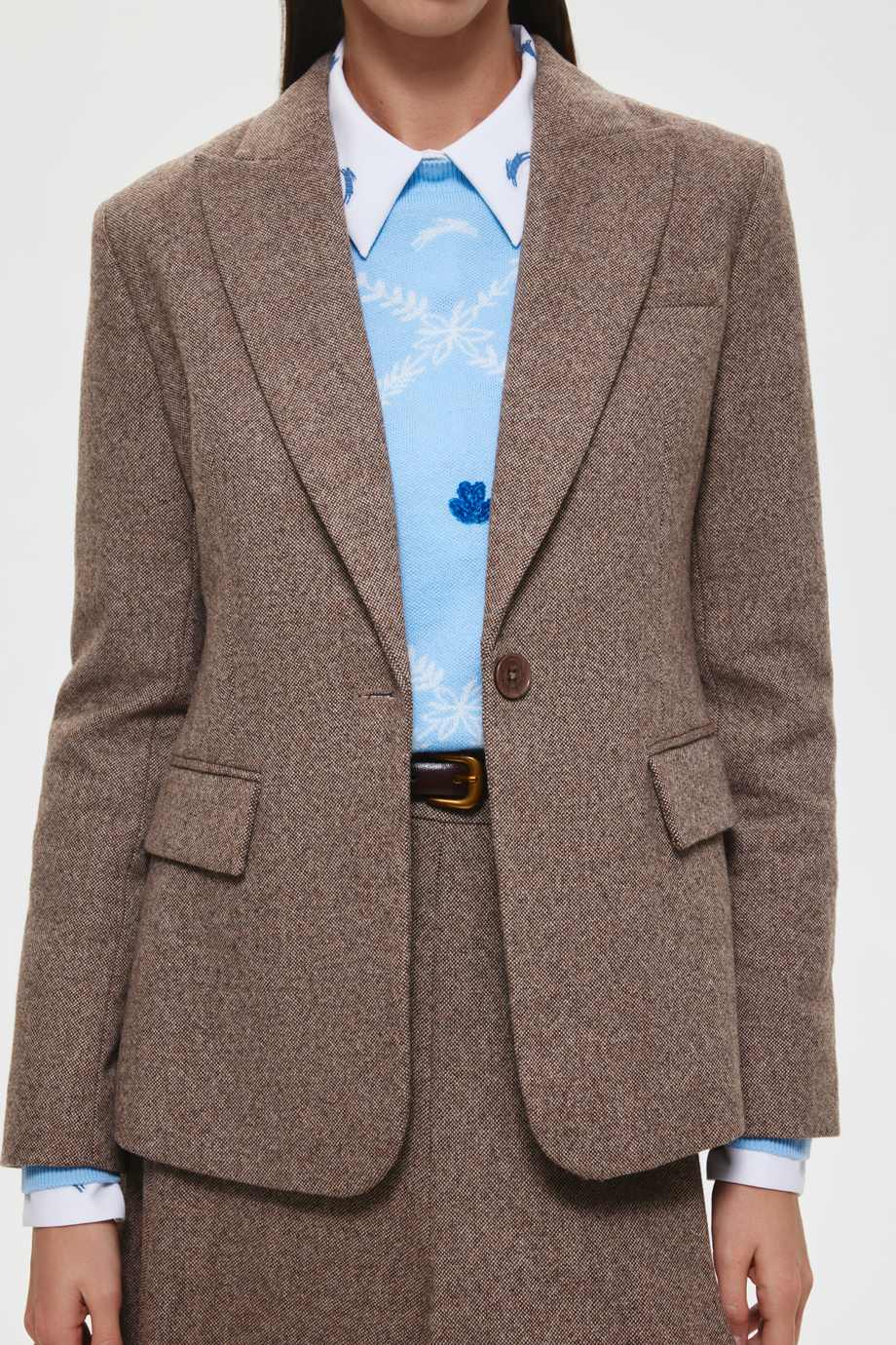 Жакет прилегающий из шерстяного твида