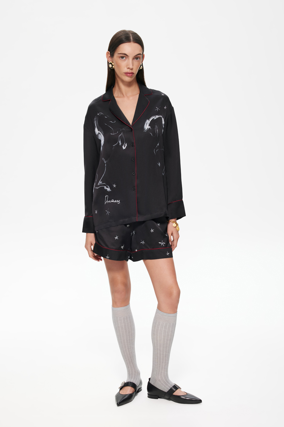 Блузка пижамная с принтом