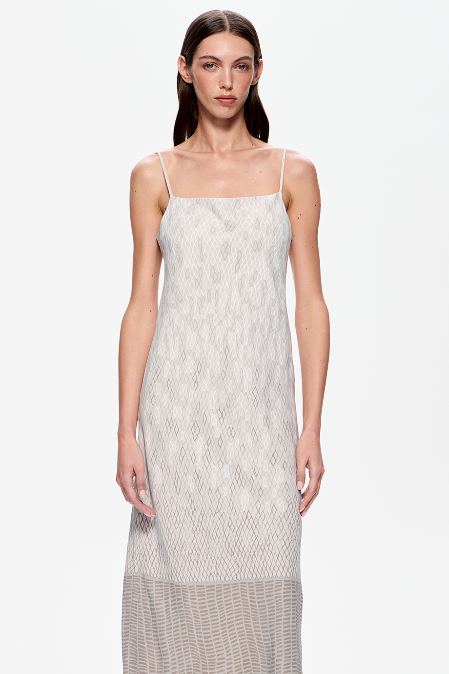 Платье-комбинация с купонным принтом