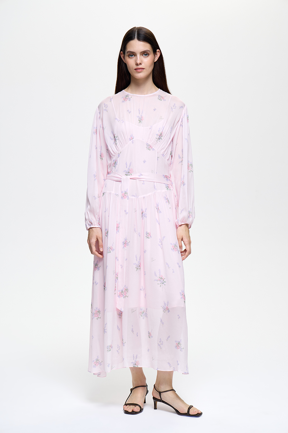 Платье из шифона с принтом