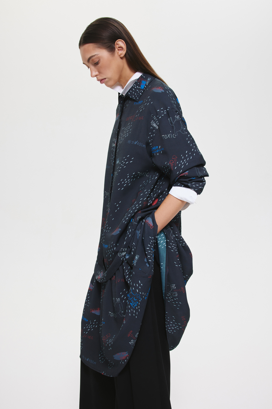 Платье-рубашка с принтом
