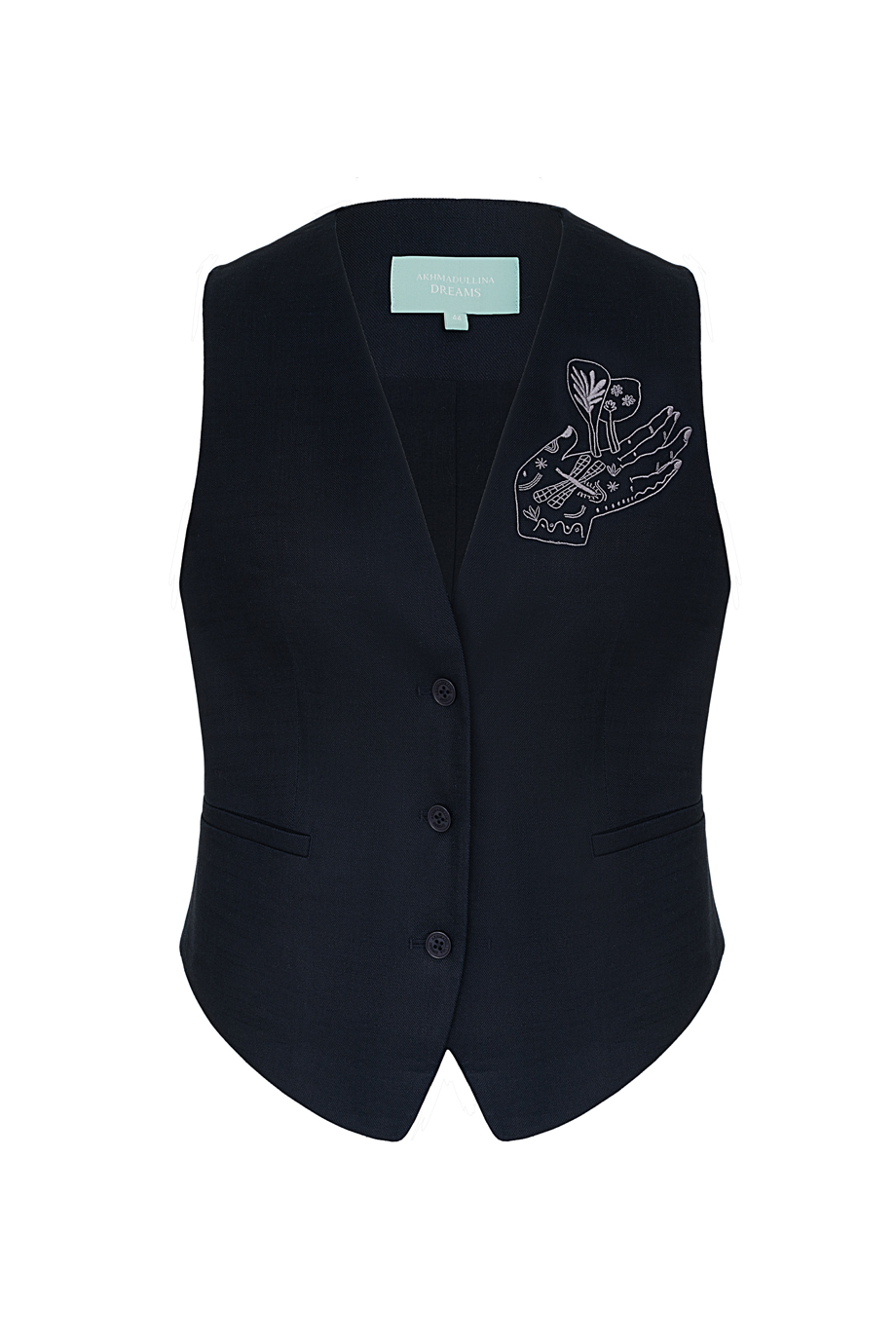 Жилет из эластичного льна с вышивкой