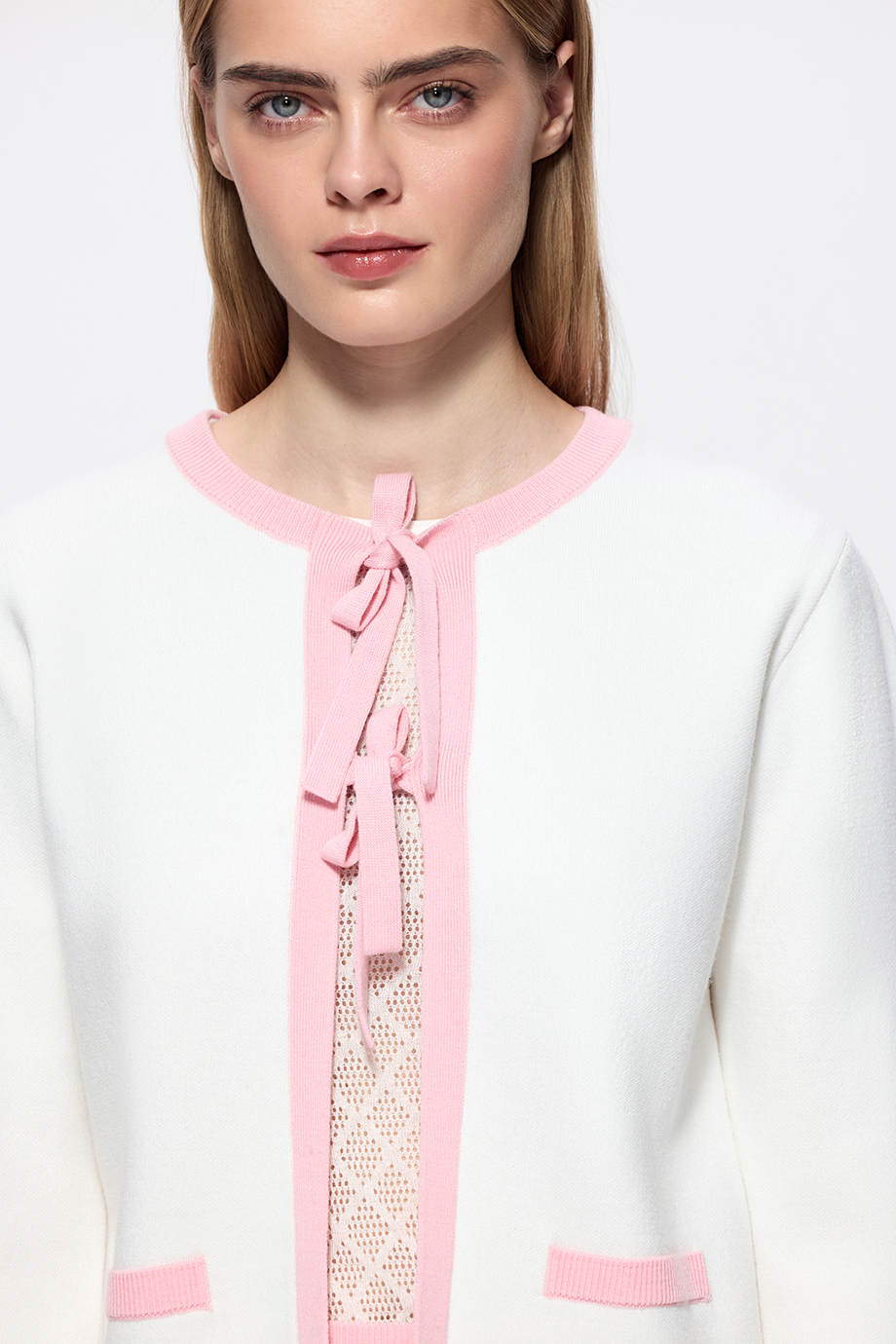 Кардиган с завязками-бантами