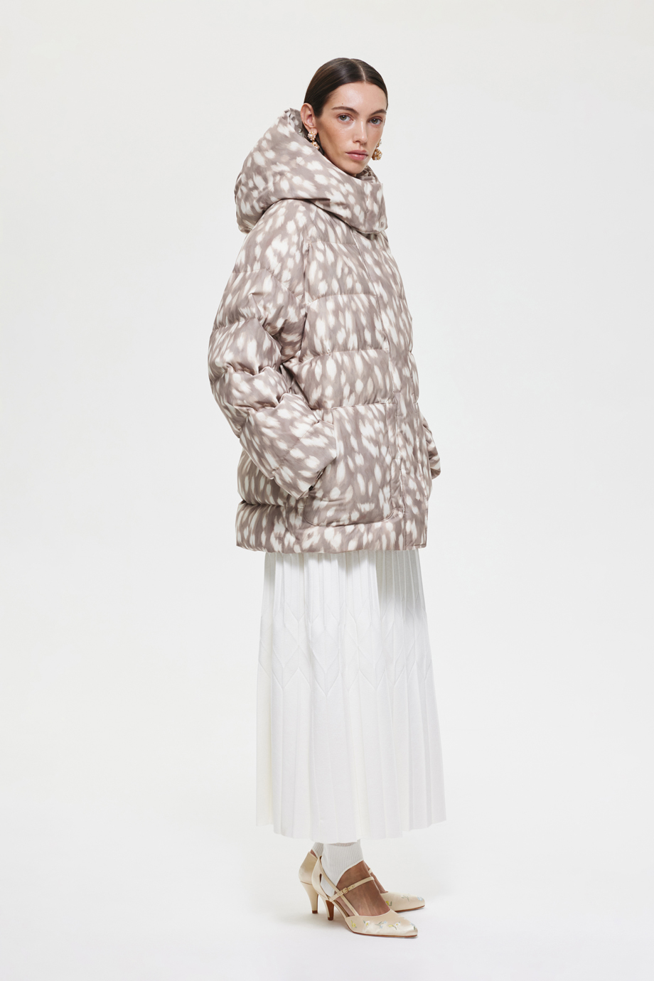 Пуховик с принтом