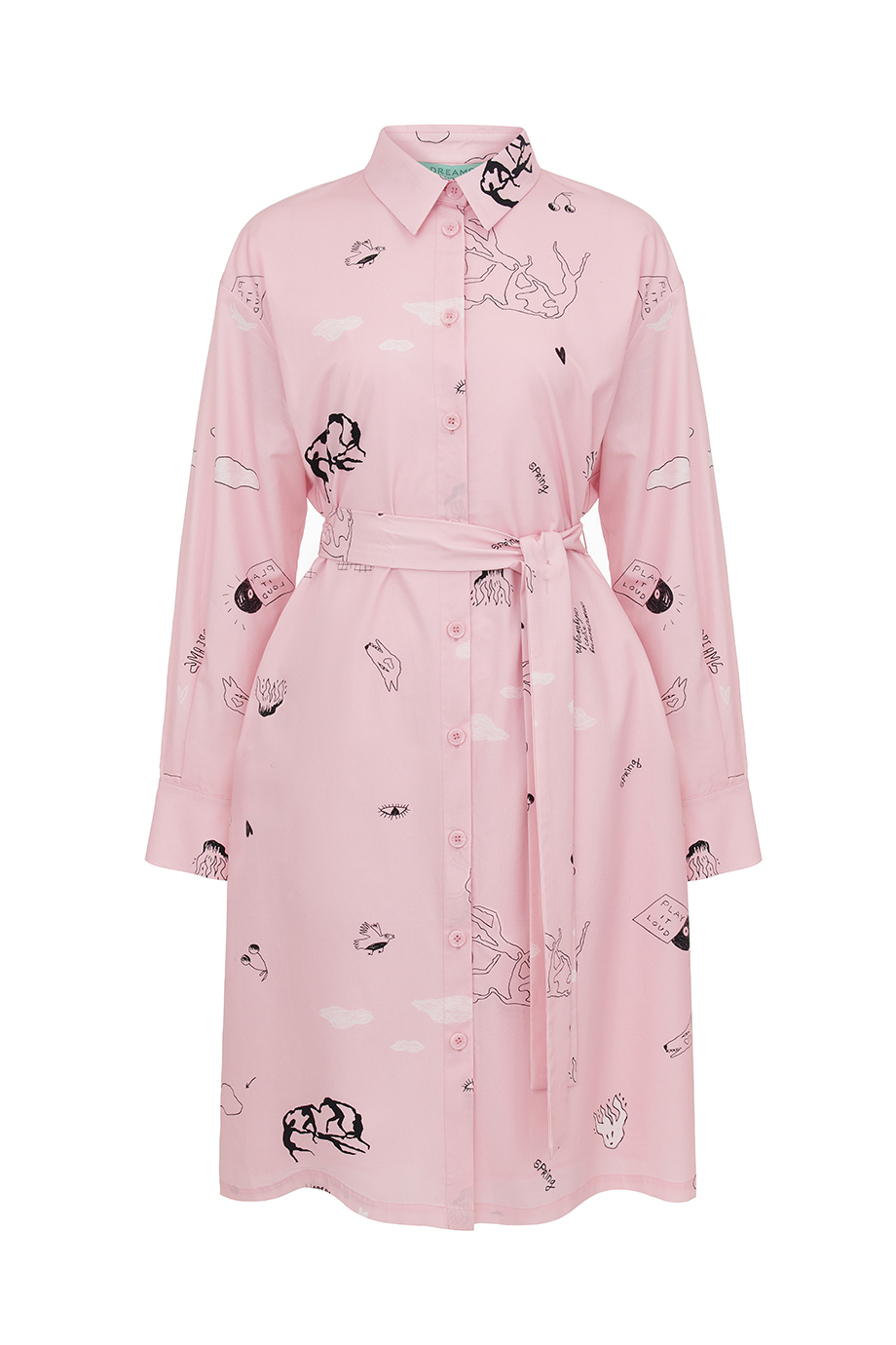 Платье-рубашка с принтом