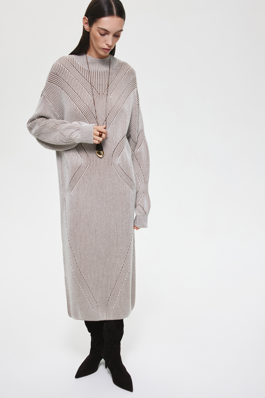 Платье-свитер из шерсти и хлопка