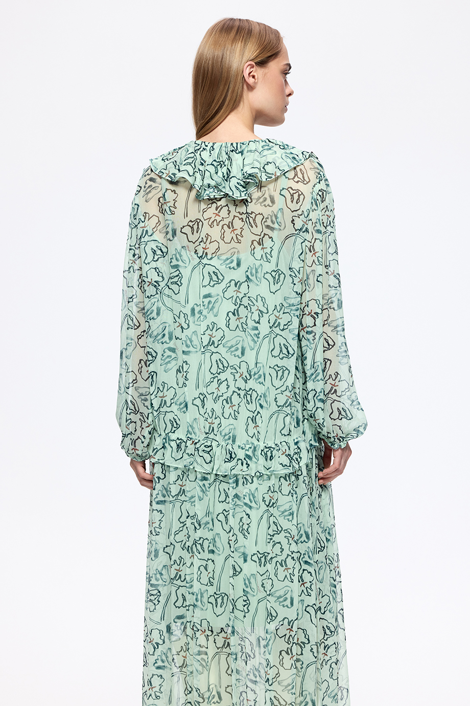 Платье из шифона с принтом