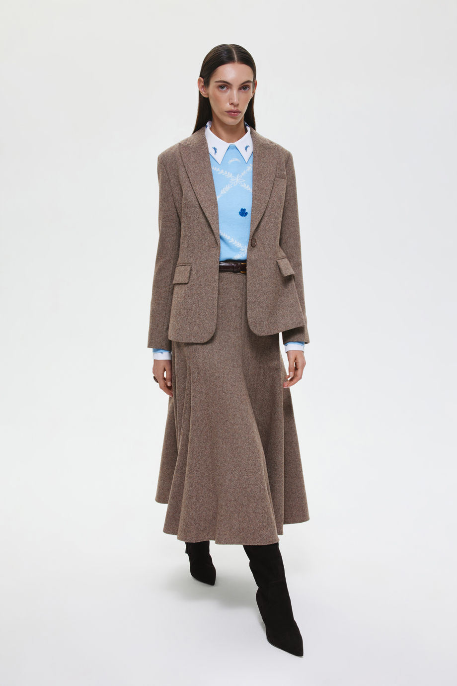 Юбка годе из шерстяного твида