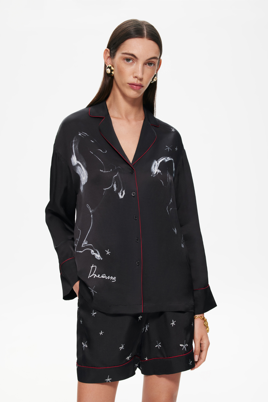 Блузка пижамная с принтом