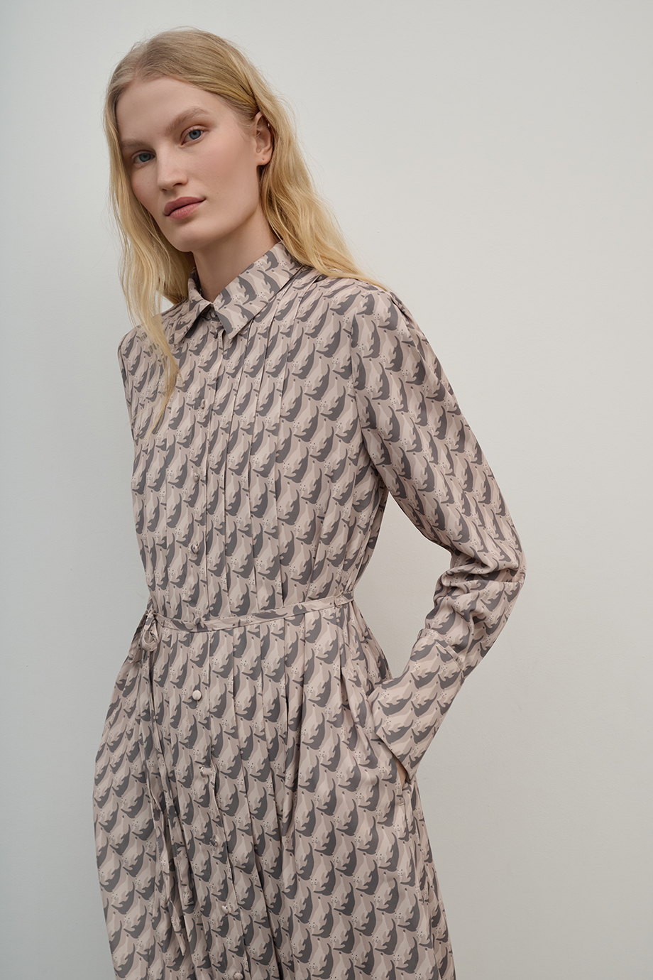 Платье-плиссе с принтом