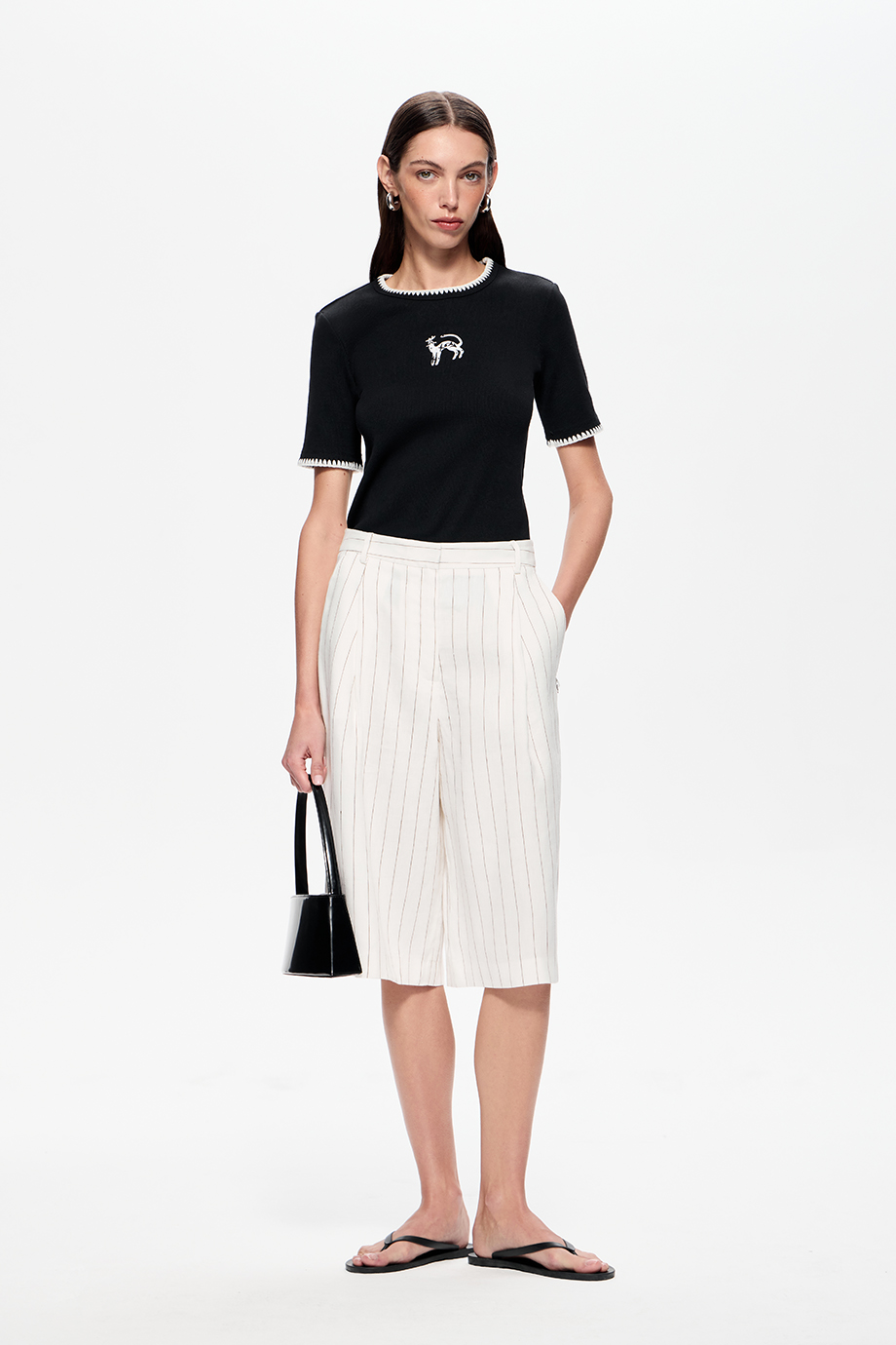 Шорты-бермуды из смесового льна Шорты-бермуды из смесового льна