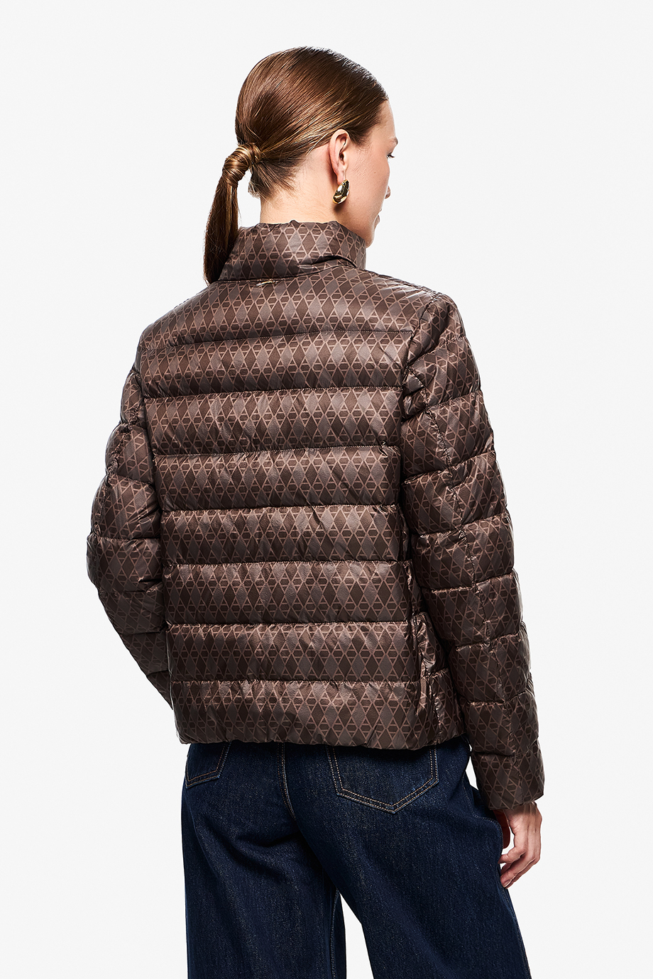 Пуховик легкий с принтом