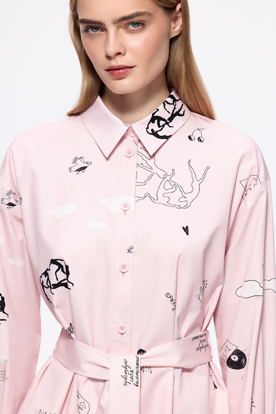 Платье-рубашка с принтом