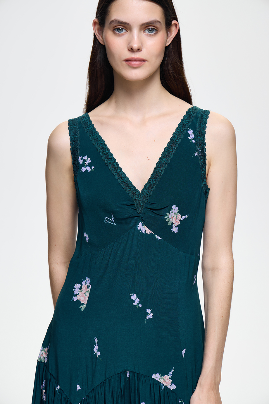 Сарафан с принтом и кружевом