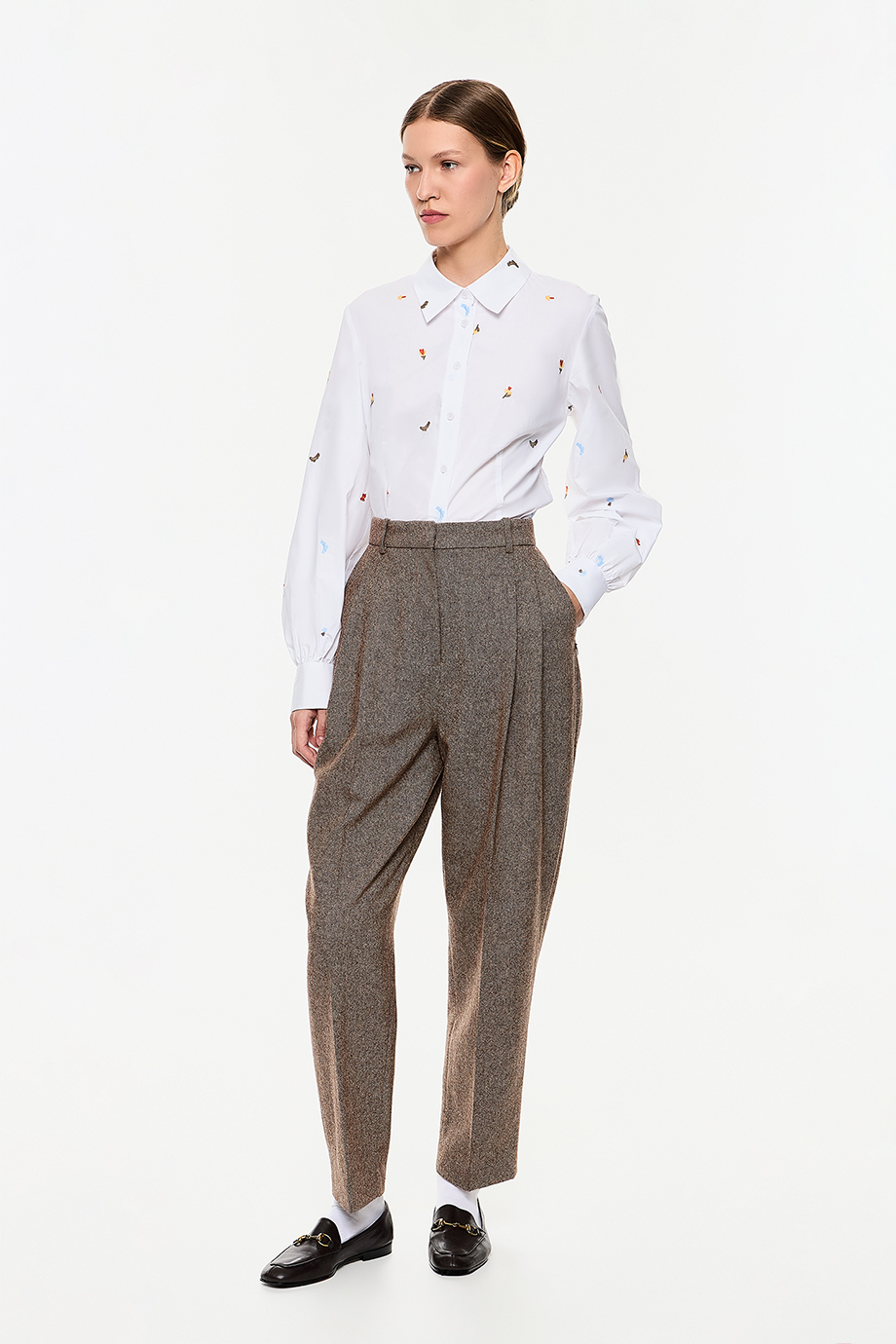 Брюки из шерстяного твида