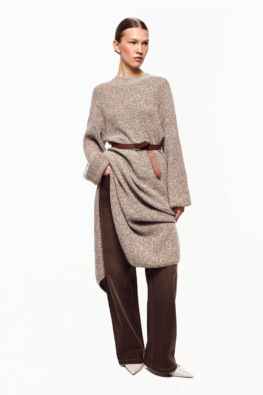 Платье-свитер из пряжи меланж