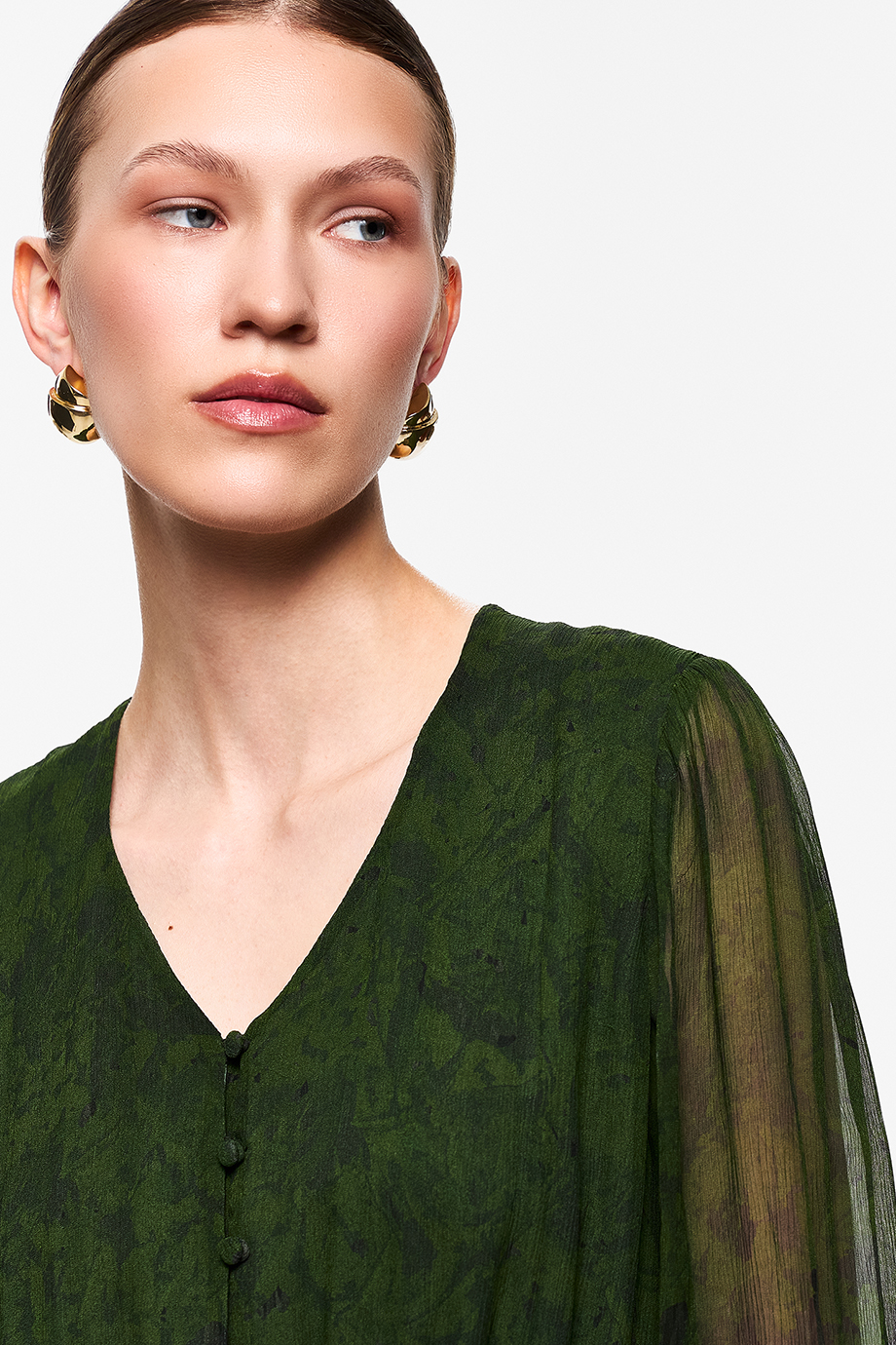 Платье с поясом-резинкой из шифона